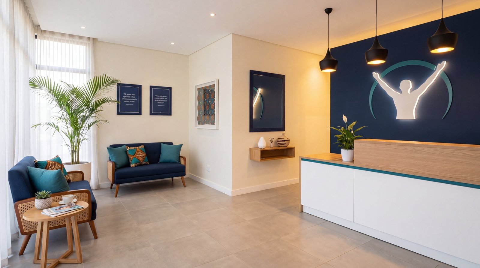 Interior da Prestige — recepção e sala de espera